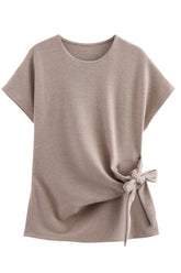 Side-tied t-shirt & flared skirt set