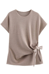 Side-tied t-shirt & flared skirt set