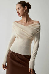 Calvena off-the-shoulder knit sweater