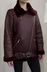 Amelia leather jacket with integrated fur