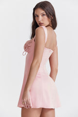 Pink mini dress with lace details