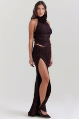 Cocoa halterneck rygglös topp med lång kjol