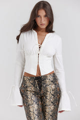 Vit spets topp med lång sleve