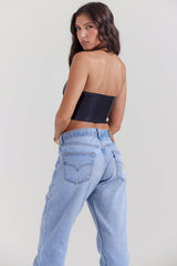 Svart latex haltertopp