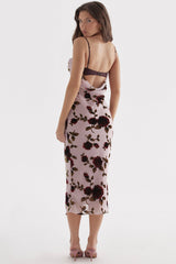 Melisa midiklänning med rosentryck