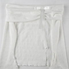 White off-shoulder top with tie detail