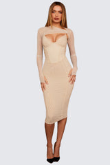 Lång korsettklänning med transparent ärm