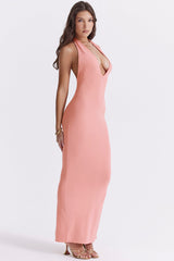 Aprikos bakluckelös långklänning