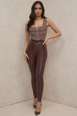 Djurtryckt korsett med volanger