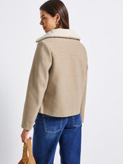 Beige short jacket with soft collar