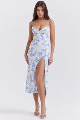 Tryck korsett midi solklänning