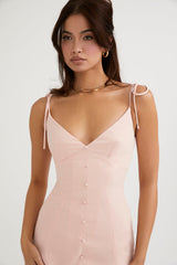 Tonal blommig långklänning med knappar