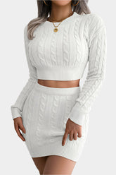 Knitted set with crop top and skirt