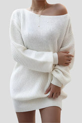 White off-the-shoulder sweater dress