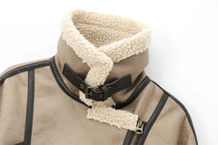 Beige jacket with soft collar & contrast details