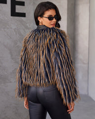 Black–camel striped long-sleeved jacket