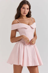 Light pink off-the-shoulder mini dress