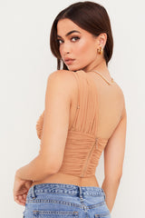 Kacki plisserad nätkorsett