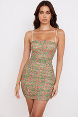 Vintage ljus miniklänning med blommönster