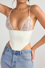 Vit korsett med satin och spets