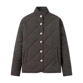 Diamond quilted jacket with stand-up collar