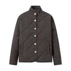 Diamond quilted jacket with stand-up collar