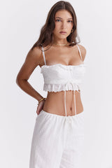 Vit broderie bralette topp med lösa byxor