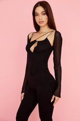 Svart chiffongkorsett med dragkedja i ryggen