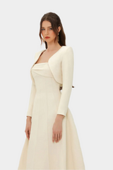 Ivory midi dress with long sleeves and bolero