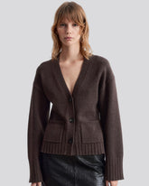 V-neck cardigan with buttons and patch pockets