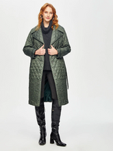 Quilted long coat with floral details