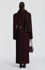 Maxi tailored coat with fitted waist