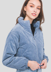 Padded corduroy jacket with high collar