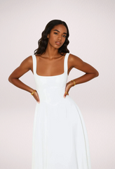 White midi dress with wide straps