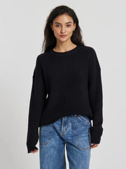 Oversized ribbed sweater with dropped shoulders