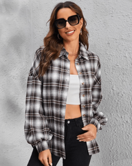 Checked oversized shirt jacket