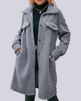 Oversize long coat with chest pockets