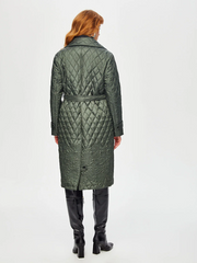 Quilted long coat with floral details