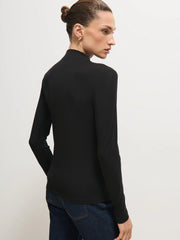 Black high-neck top with stretch