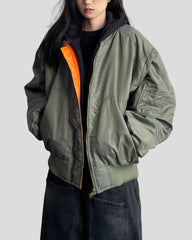 Oversized bomber jacket with contrast lining