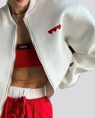 Oversized zip jacket with heart detail