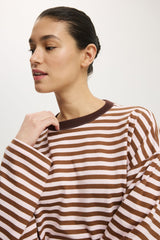 Striped casual top with round neck