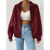 Zip jacket with shirt collar and straight hem