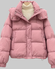 High-collar short puffer jacket