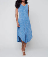 Washed blue sleeveless midi dress