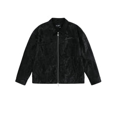 Hooded textured zip shirt jacket