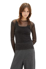 Black glittery top with transparent sleeves