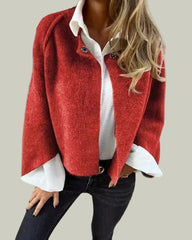 Open cardigan with soft surface and wide sleeves