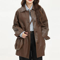 Long casual coat with button closure