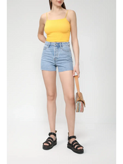 Light blue denim shorts